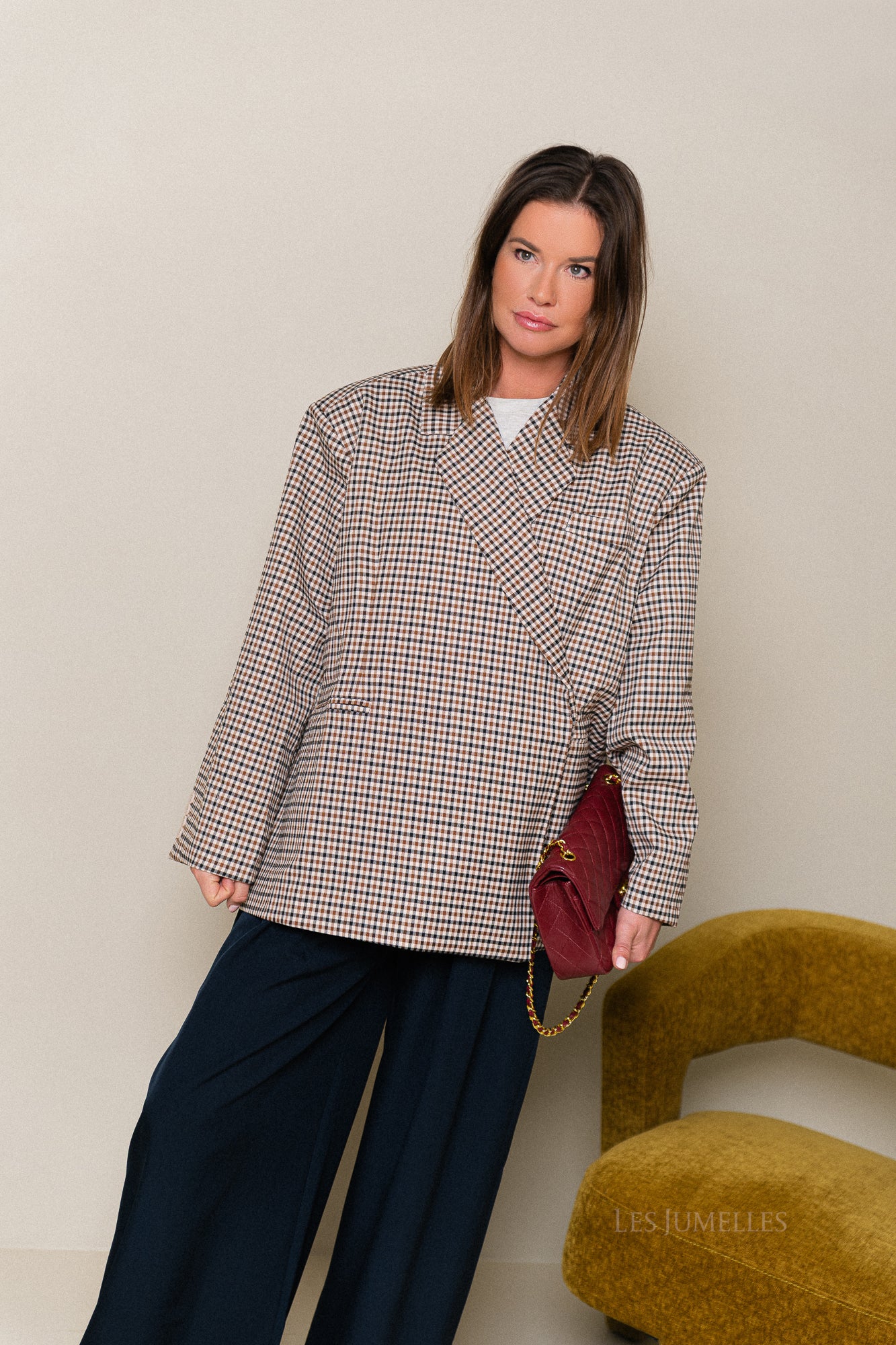 Chloe oversized blazer plaid brown - Image 9