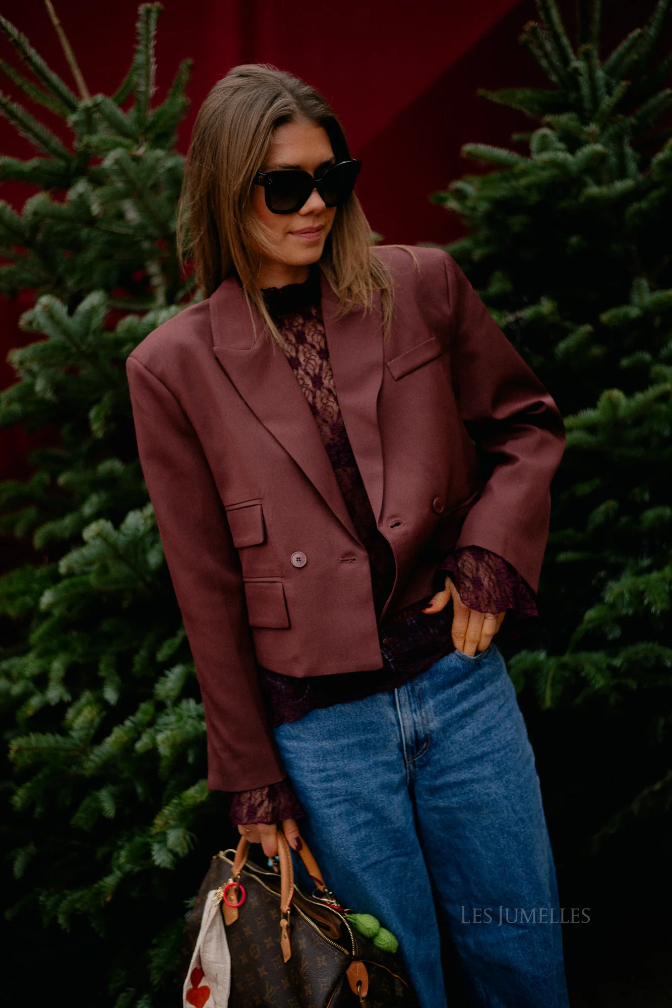 Donna cropped blazer burgundy - Image 7
