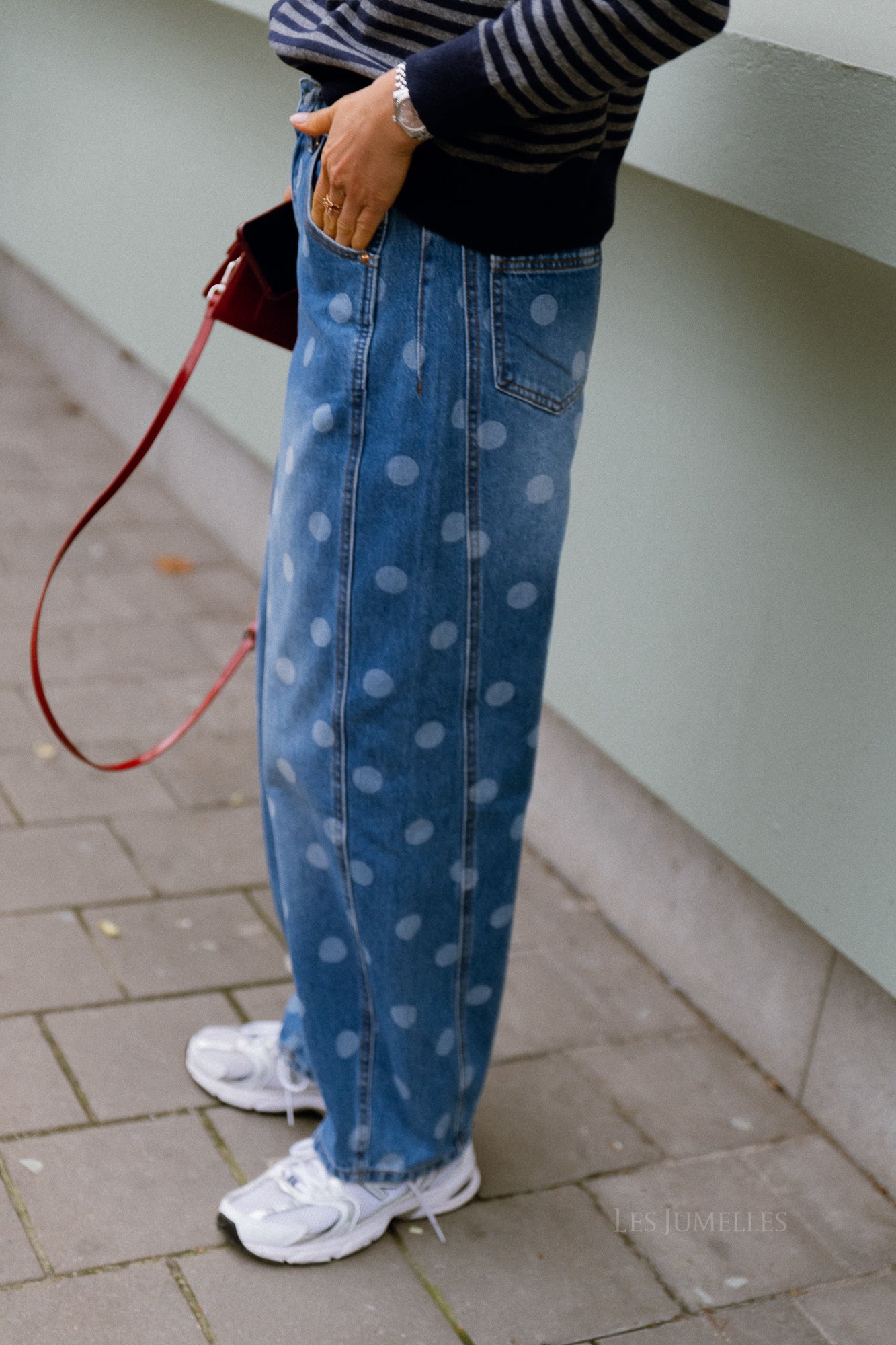 YASLua HW barrel jeans medium blue denim/white dots - Image 8
